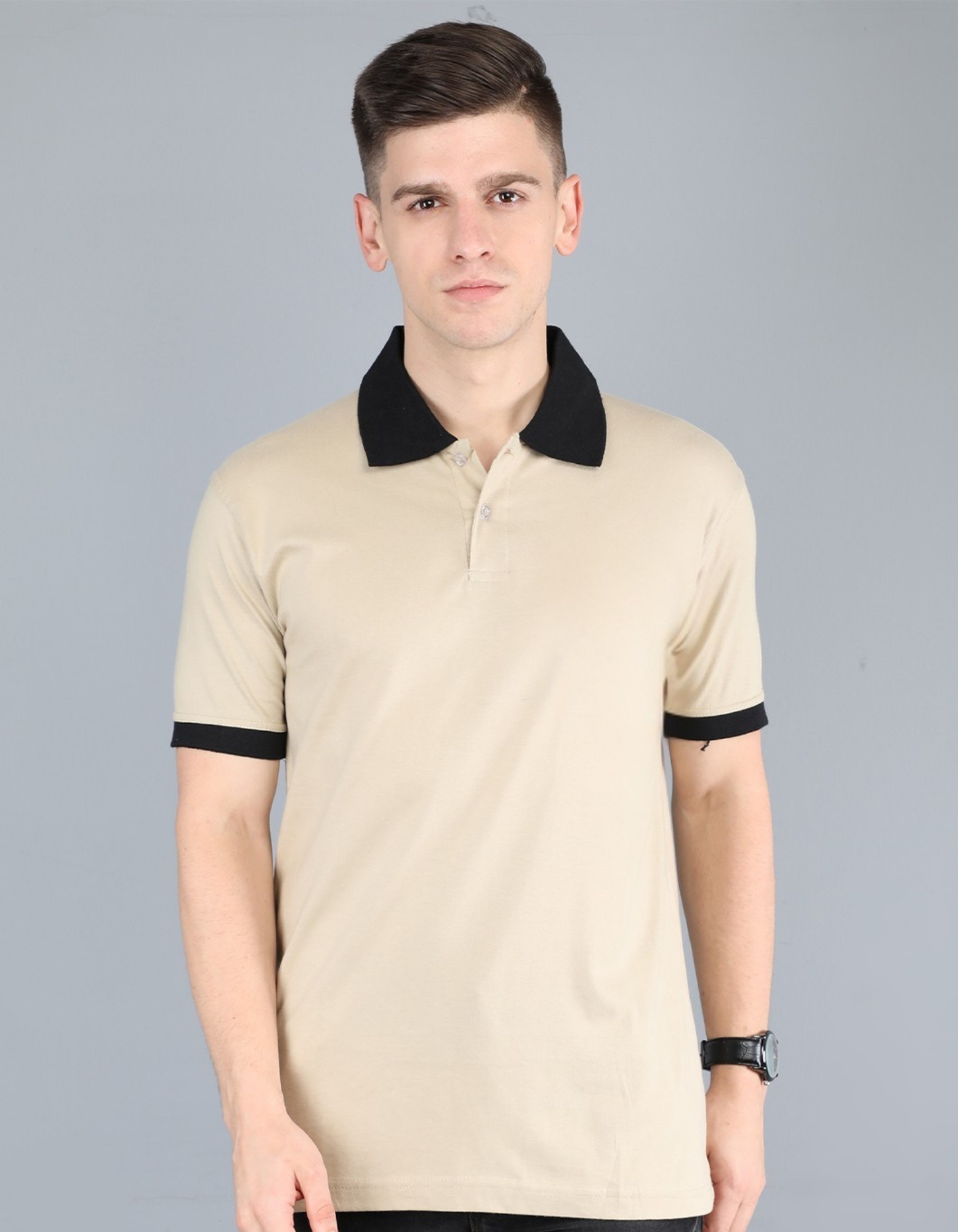 Men’s Beige Polo T-Shirt with Black Collar – Stylish & Comfortable Staff Uniform by SP Uniform Men’s Beige Polo T-Shirt with Black Collar – Stylish & Comfortable Staff Uniform by SP Uniform