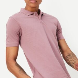 Men’s Grey Melange Polo T-Shirt with Black Collar – Stylish Uniform & Casual Wear
