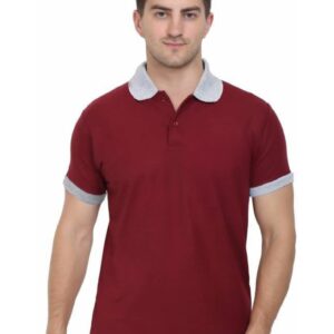 Men’s Grey Melange Polo T-Shirt with Black Collar – Stylish Uniform & Casual Wear