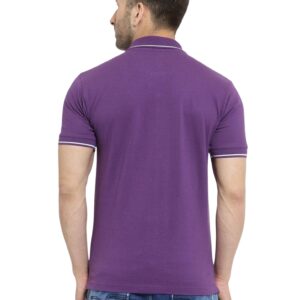 Men’s Purple Polo T-Shirt with White Collar & Sleeve Piping – Staff Uniform