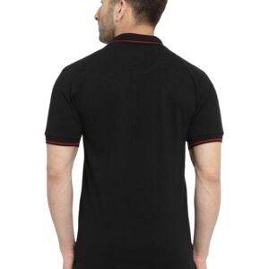 Men’s Black Polo T-Shirt with Red Collar & Sleeve Detailing