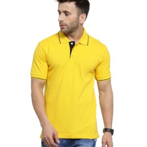 Men’s Yellow Polo T-Shirt with Black Collar & Placket – Staff Uniform