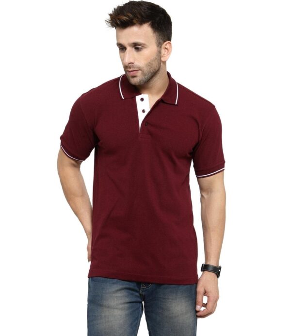 Men’s Maroon Polo T-Shirt with White Collar | Staff Uniform | SP Uniform