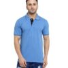 Men’s Sky Blue Polo T-Shirt with Black Collar & Placket – Staff Uniform